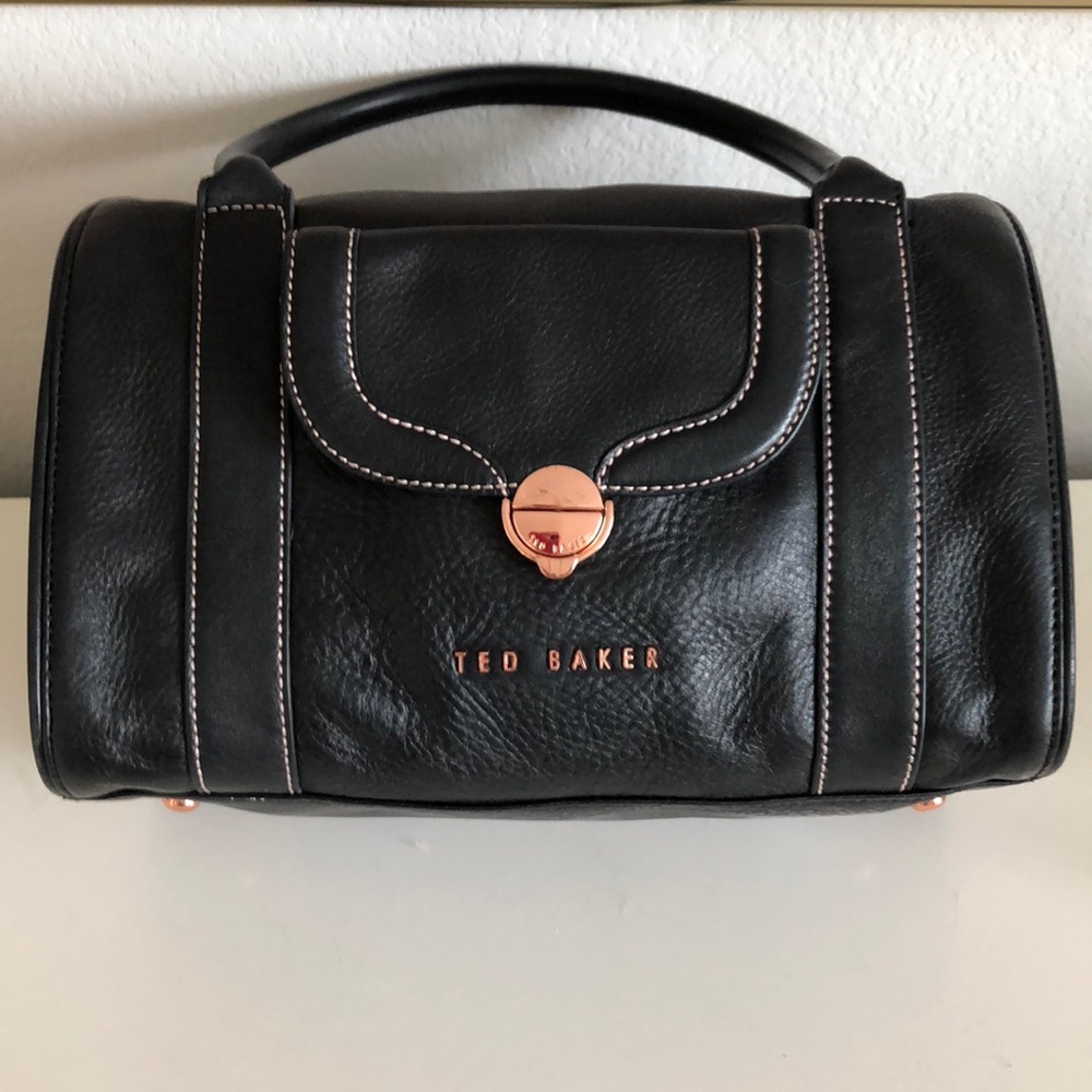 Ted Baker Flip Catch Bowler Bag Black & Rose Gold